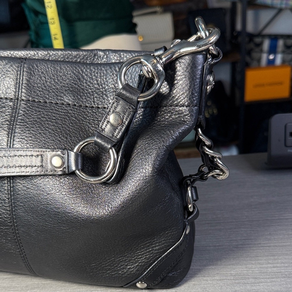 Coach Dark Gray/Black Leather Hobo Shoulder Bag - Picture 8 of 15